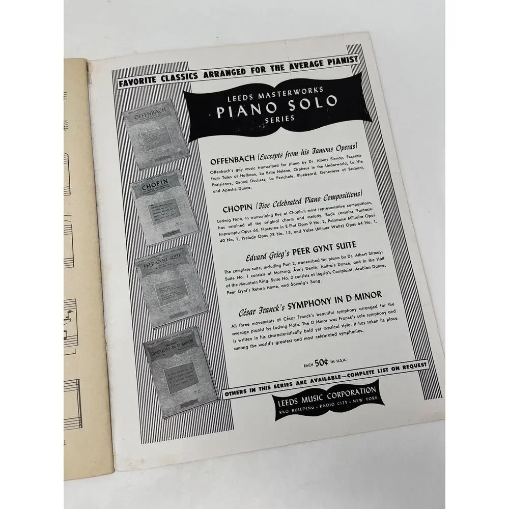 1945 Vintage Souvenir Album of Piano Music by Frederic Chopin Song Book‎
